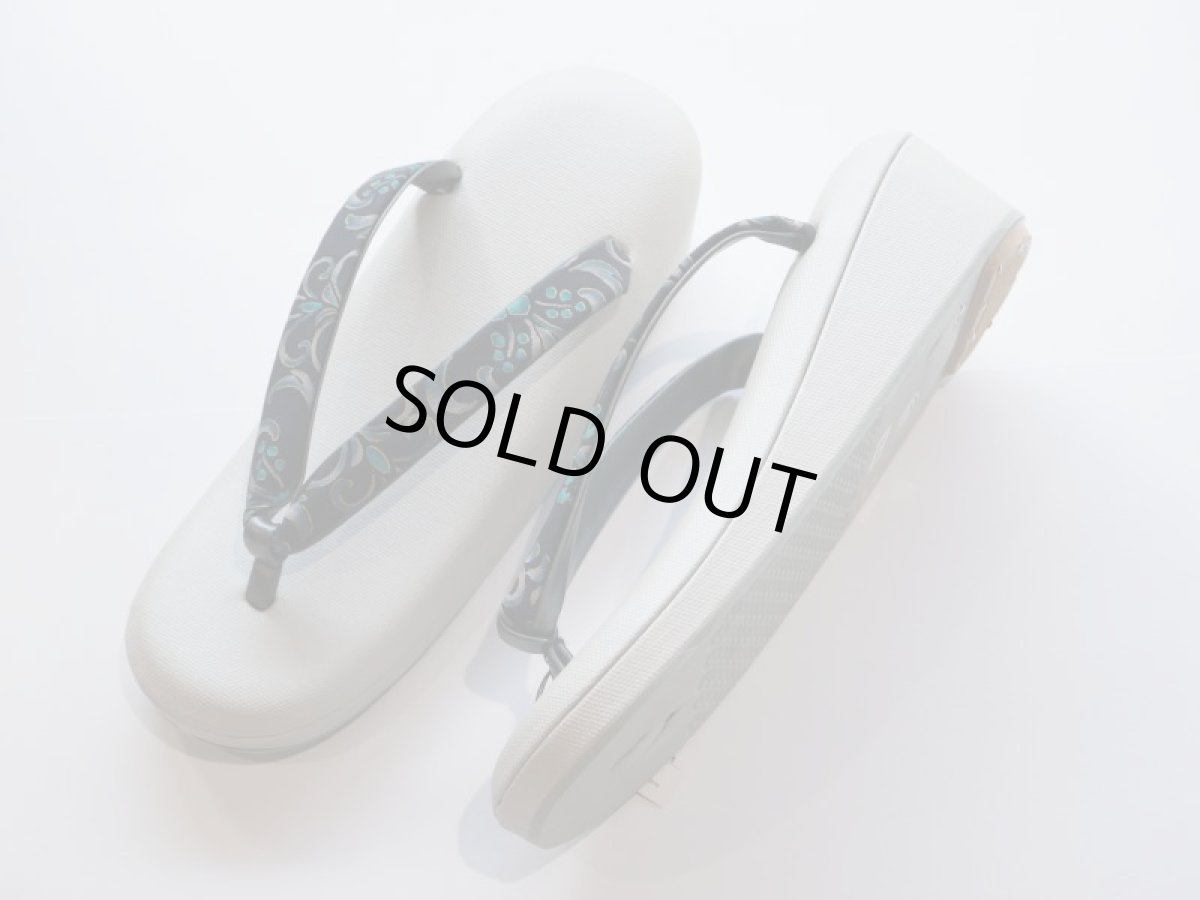 画像4: 草履 鼻緒No.37 Arabesque dark navy (Lsize)【即納品】 (4)