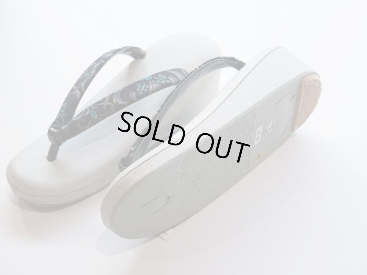 画像3: 草履 鼻緒No.37 Arabesque dark navy (Lsize)【即納品】 (3)